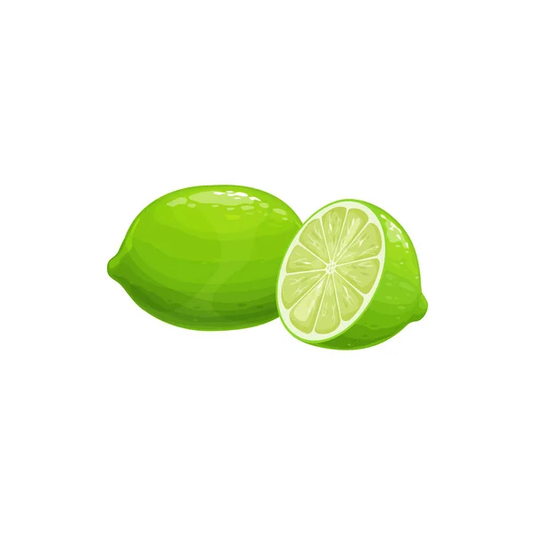 Limon Tropikal Turunçgil Vektör Izole Gıda Ikonu Limon Meyveleri Yarı — Stok Vektör
