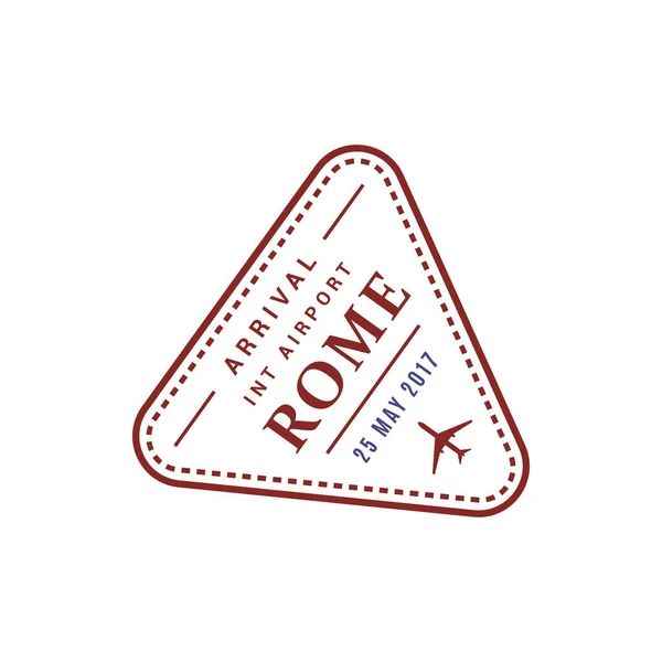 Visa Arrivée Aéroport International Rome Icône Timbre Triangulaire Isolé Vectoriel — Image vectorielle