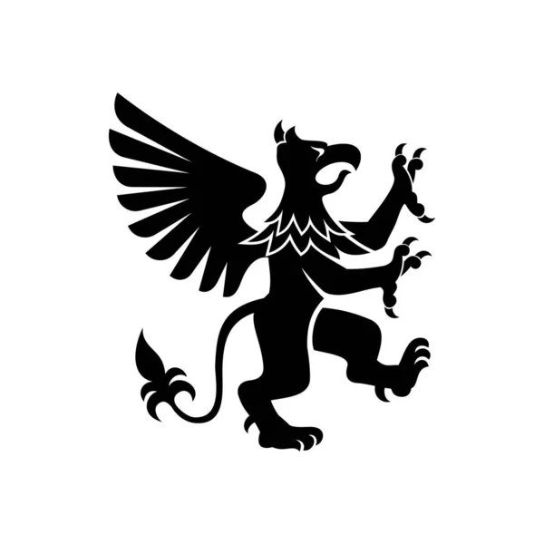 Griffin Avec Corps Queue Les Pattes Arrière Lion Tête Ailes — Image vectorielle