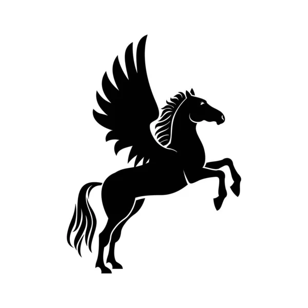 Kůň Křídly Izolovanými Pegasu Vektorové Mytické Zvíře Heraldická Silueta Hřebce — Stockový vektor