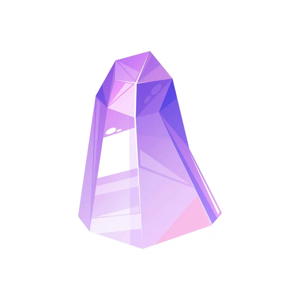 Tourmaline Purple Crystal Semi Precious Gemstone Isolated Vector Amethyst Faceted — Stock Vector