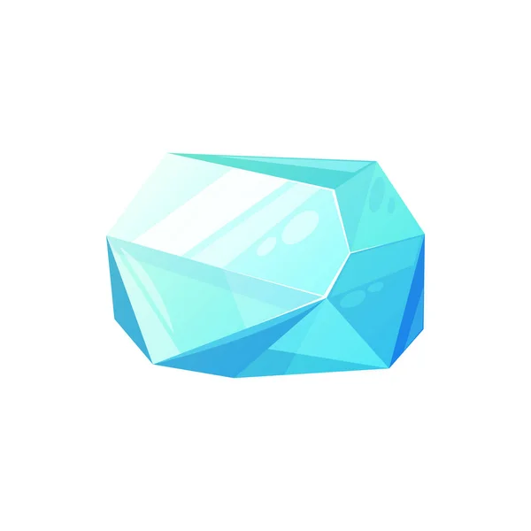 Jewelry Blue Aquamarine Stone Isolated Gem Vector Faceted Emerald Gemstone — Stock Vector
