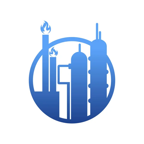 Logotipo Aislado Industria Del Gas Planta Que Produce Combustible Azul — Vector de stock