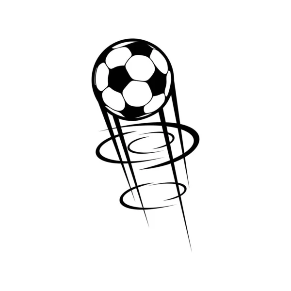 Flying Soccer Ball Isolated Football Motion Vector Movement Ball Net — Stock Vector