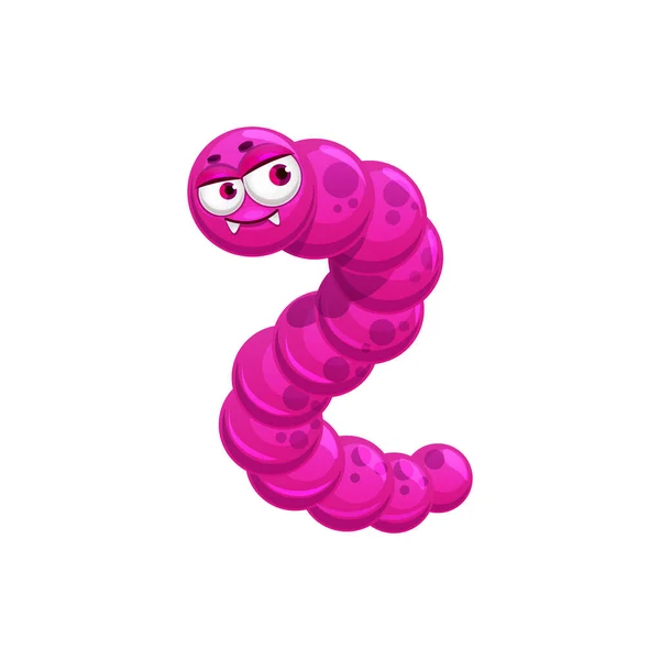 Virus Bacteria Shape Pink Worm Eyes Isolated Cartoon Monster Vector — Stock Vector