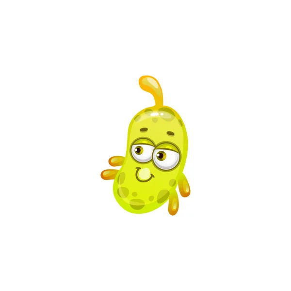 Oblong Geel Virus Glimlacht Emoticon Geïsoleerde Kiem Vector Bacterieel Gevaar — Stockvector