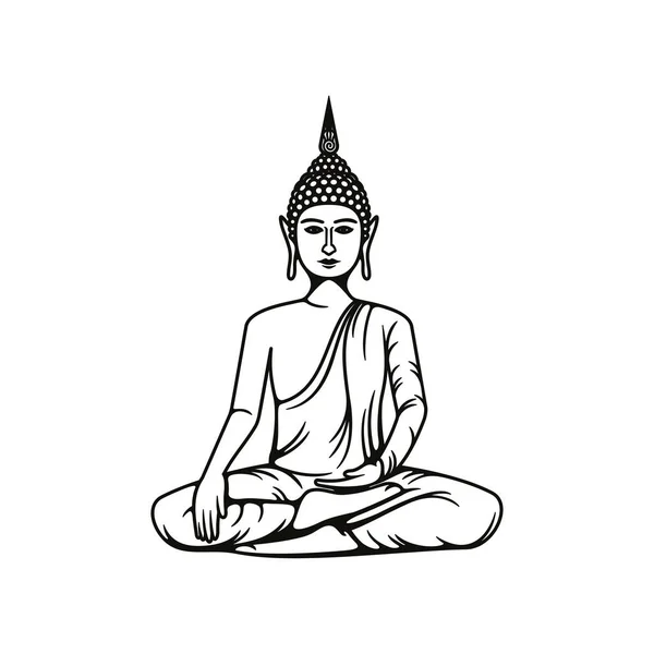 Meditación Buda Icono Vectorial Aislado Símbolo Religioso Budista Hinduismo Budista — Vector de stock