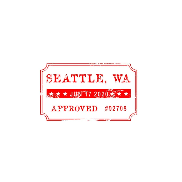 Seattle Approved Stamp Seal Isolated Grunge Sign Approval Vector Accepted — Stock Vector