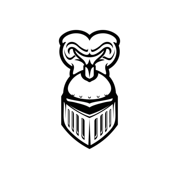 Римский Шлем Воина Шлейфами Изолированная Монохромная Икона Векторный Металлический Шлем — стоковый вектор