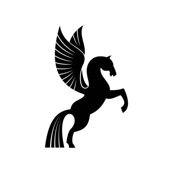 Mythical Pegasus Isolated Winged Horse Vector Heraldic Animal Heraldry Emblem — Stock Vector