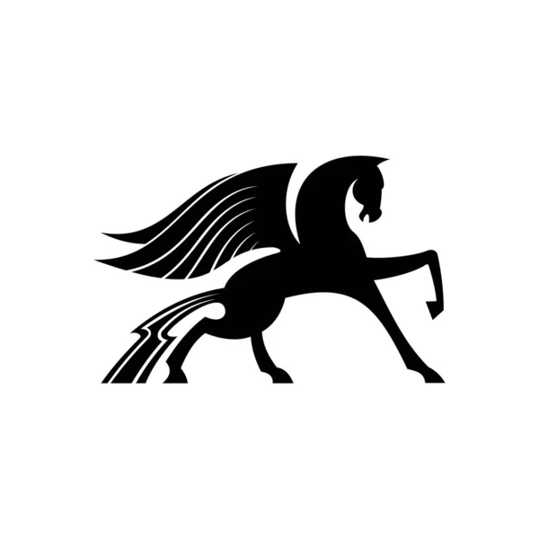 Mytisk Pegasus Isolerad Bevingad Häst Vektor Heraldiskt Djur Heraldiskt Emblem — Stock vektor