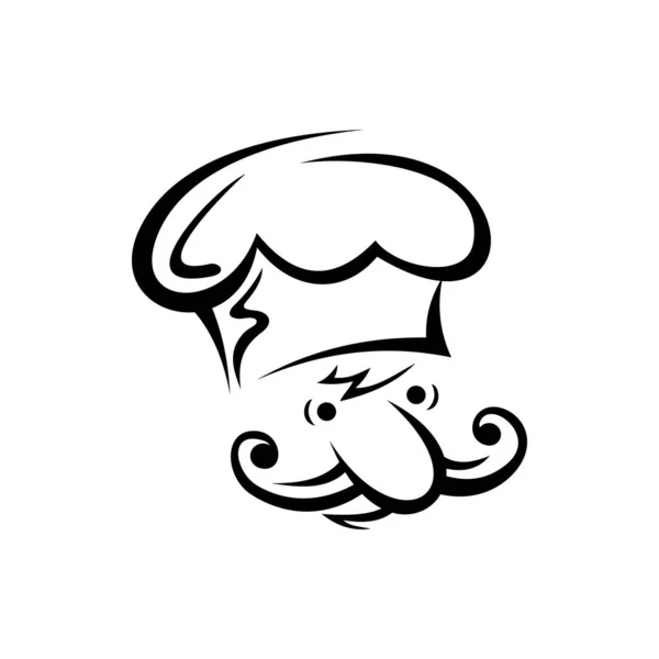 Cocinero Con Bigote Aislado Retrato Masculino Vectorial Panadero Profesional Camarero — Archivo Imágenes Vectoriales