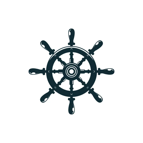 Retro Handrad Isoliertes Navigationssymbol Vektor Lenkrad Mit Griffen Steuerung Schiffsrad — Stockvektor