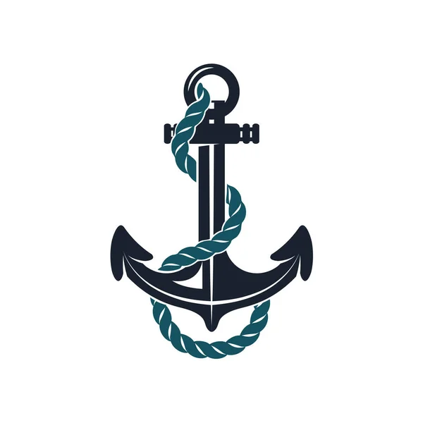 Απομονωμένο Ναυτικό Αντικείμενο Αγκυροβολεί Στον Πυθμένα Της Θάλασσας Μονοχρωματικό Σύμβολο — Διανυσματικό Αρχείο