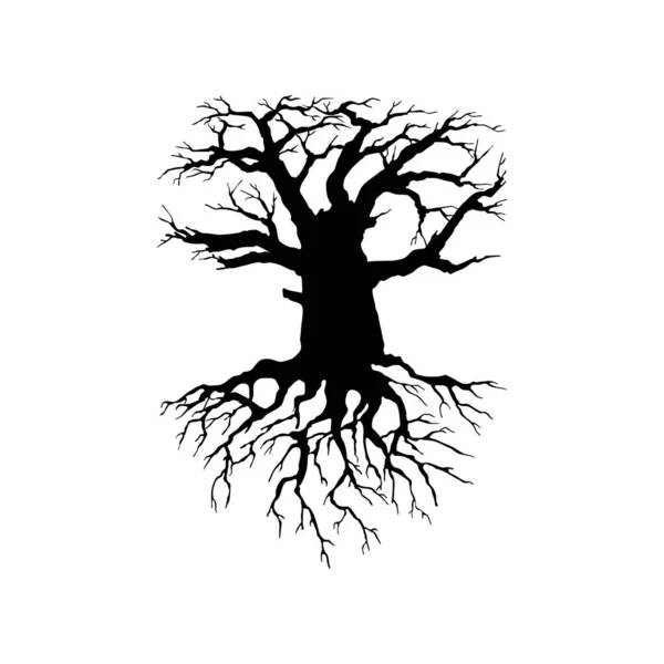 Illustrazione Inquietante Del Vettore Silhouette Albero Morto Autunno Stagione Invernale — Vettoriale Stock