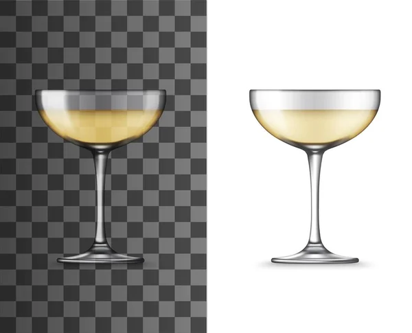 Vitt Vinglas Eller Champagne Coupe Realistisk Vektor Mockup Glas Mousserande — Stock vektor