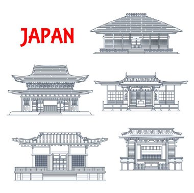 Japon binaları, Japon tapınakları, evler ve Kamakura Kanagawa 'nın mimari simgeleri. Nikko 'daki Fugenzan Meigetsu-in, Seijoke-in ve Jomyo-ji Tapınağı, Takinoo ve Suwa Janaka Tapınağı