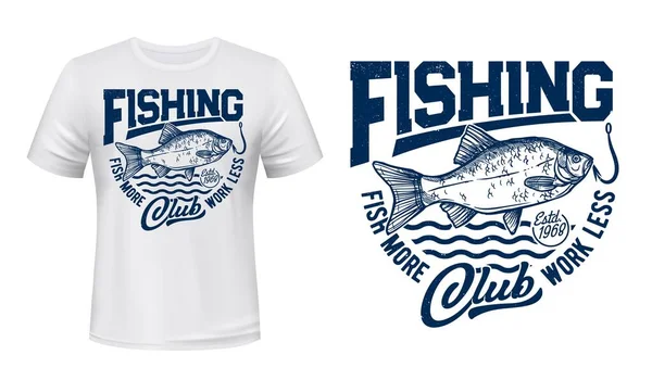 Crucian Fish Shirt Print Mockup Fishing Club Sea Waves Vector — стоковый вектор