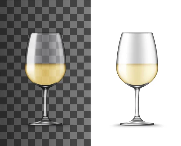 Vit Vin Glas Kopp Realistisk Isolerad Mockup Alkoholhaltiga Drycker Glasvaror — Stock vektor