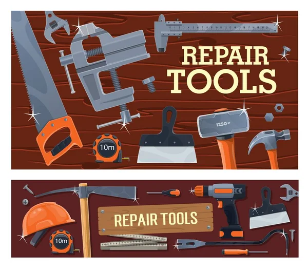 Strumenti Costruzione Fai Riparazione Costruzione Attrezzature Falegnameria Hardware Vettoriale Utensili — Vettoriale Stock