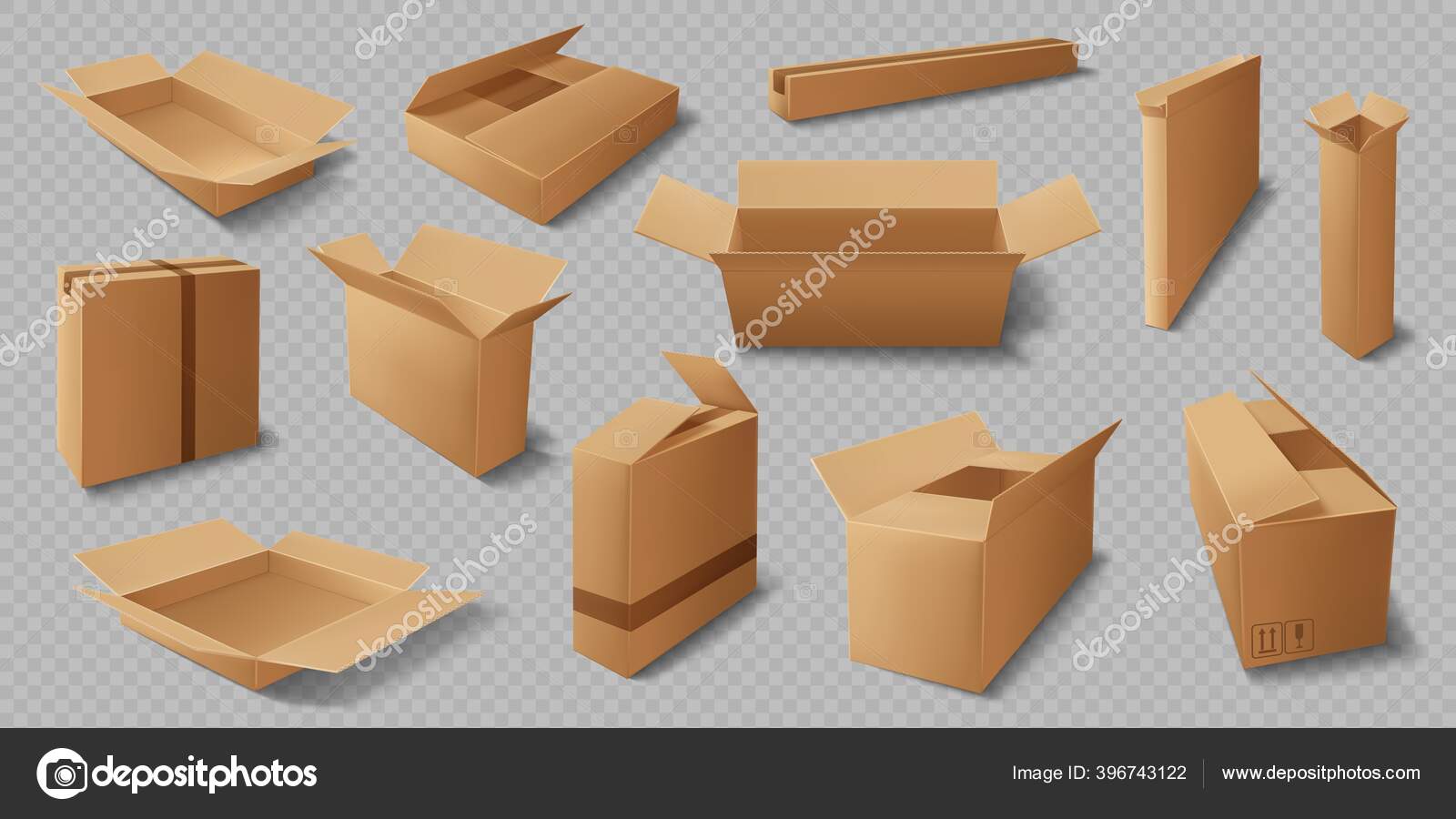 Boîtes Carton Maquette Vectorielle Réaliste Des Colis Livraison Carton Brun  Vecteur par ©Seamartini 396743122