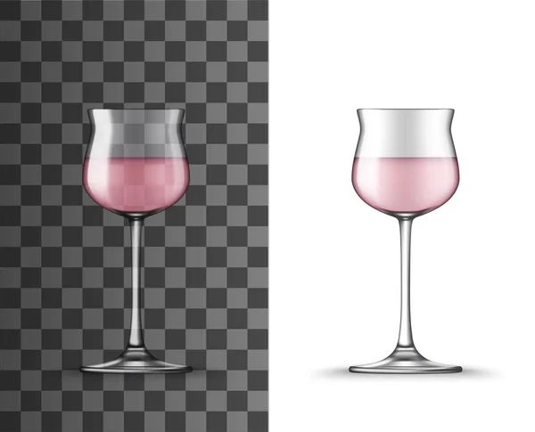 Rosenweinglas Realistische Attrappe Des Vektoralkoholgetränks Weinglas Isolierte Gläser Oder Stielgeschirr — Stockvektor
