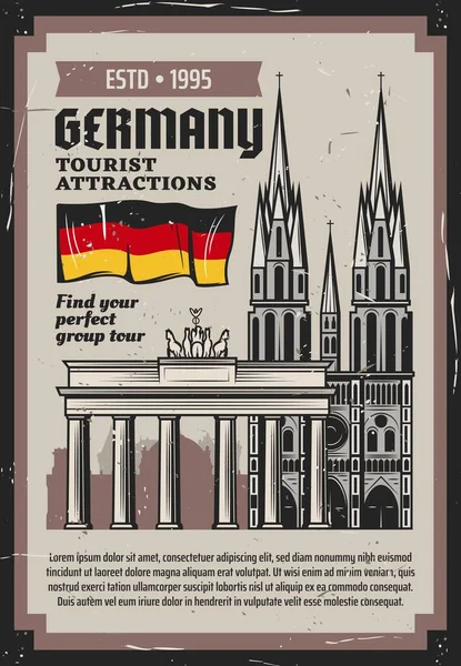 Almanya Nın Mimari Seyahat Simgeleriyle Alman Seyahat Turizm Vektör Tasarımı — Stok Vektör
