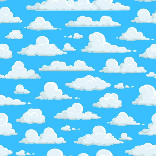 Bewölkter Himmel Nahtloses Muster Wolken Hintergrundtapete Wolkenmuster Auf Abstrakt Blauem — Stockvektor