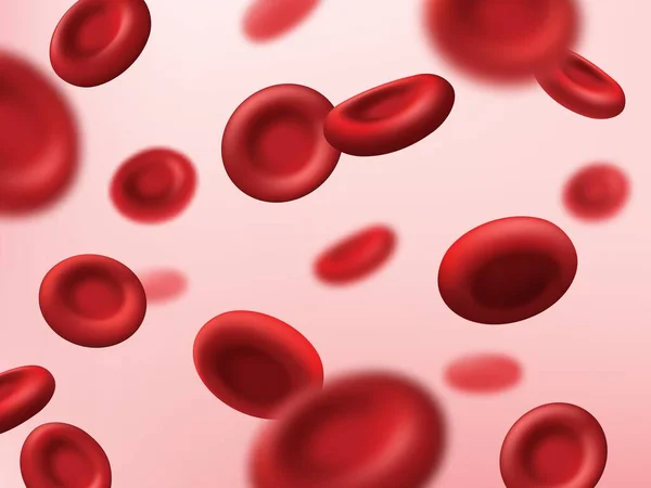 Células Sanguíneas Fundo Vermelho Plasma Médico Eritrócitos Hemoglobina Artéria Humana —  Vetores de Stock