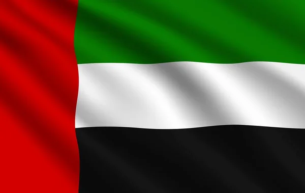 アラブ首長国連邦の国旗 ベクトル アイデンティティ 外国語学習 国際ビジネスや旅行のシンボル 白と黒の色の現実的な3D手を振るUaeフラグ — ストックベクタ