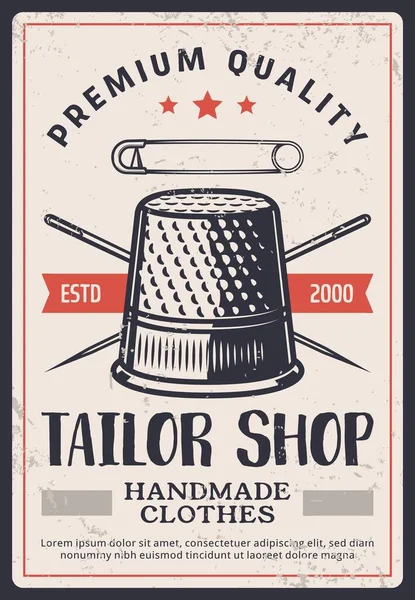 Tailor Shop Vintage Plakát Šití Módní Textilní Řemesla Design Krejčovství — Stockový vektor