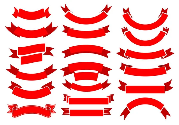 Красные Ленты Векторные Баннеры Винтажные Свитки Чистая Лента Лента Загнутыми — стоковый вектор