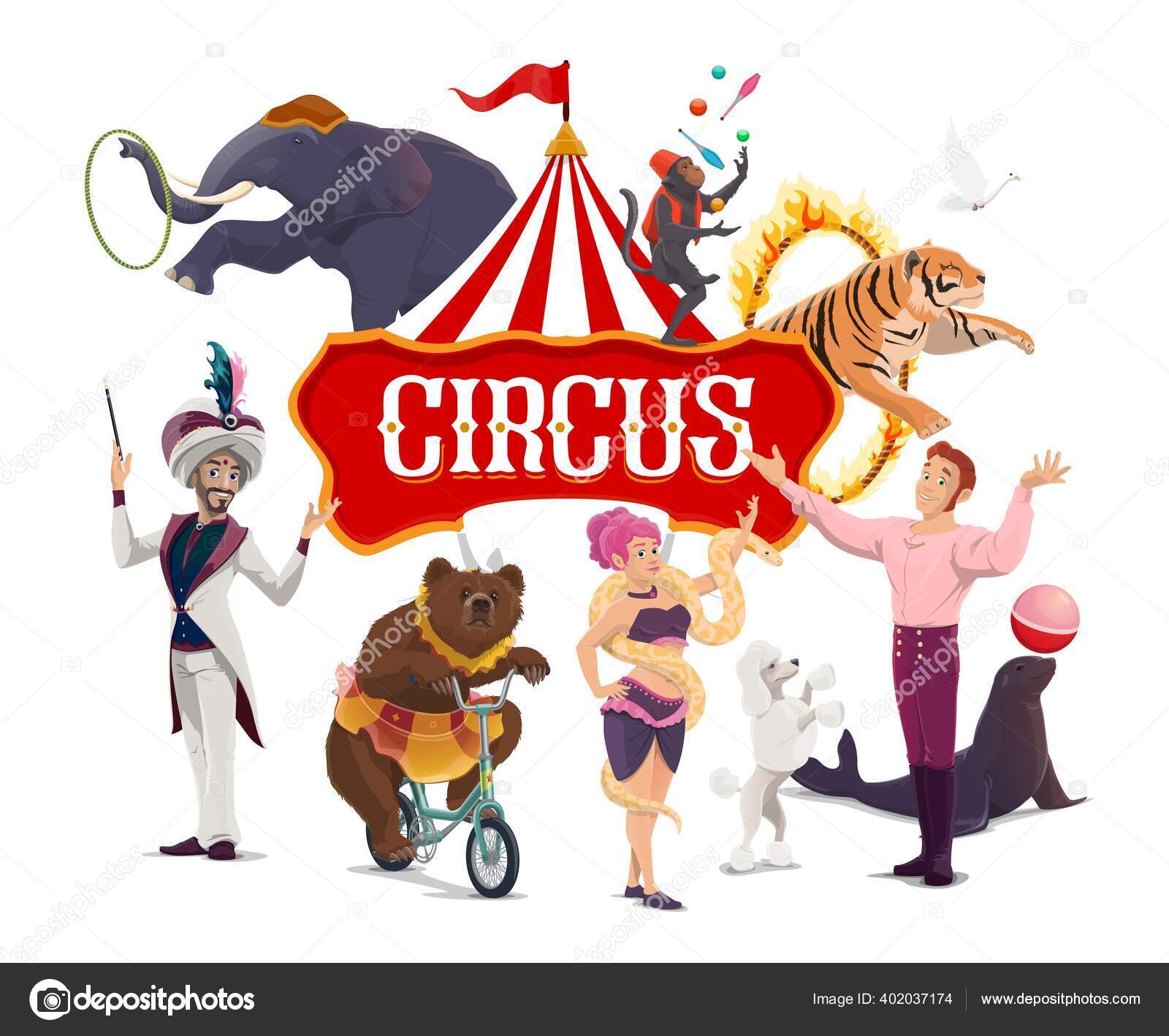 Big Top Tent Circus Show Artists Vector Poster Performers Big Stock Vector  Image by ©Seamartini #402037174