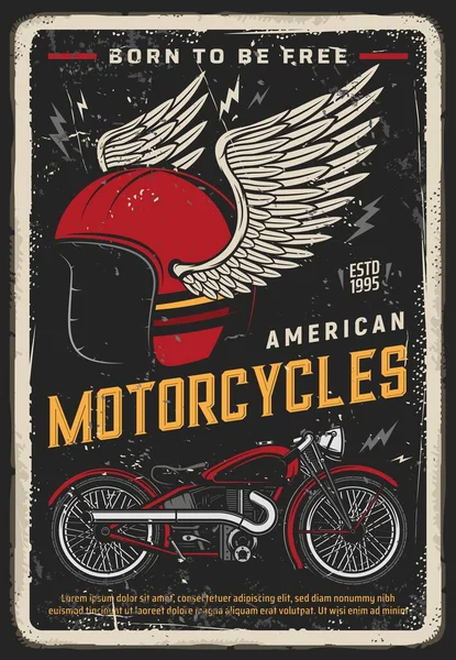 Motorcycle Poster Vintage Motorbike Biker Racing Vector Retro Sign Moto — Stock Vector