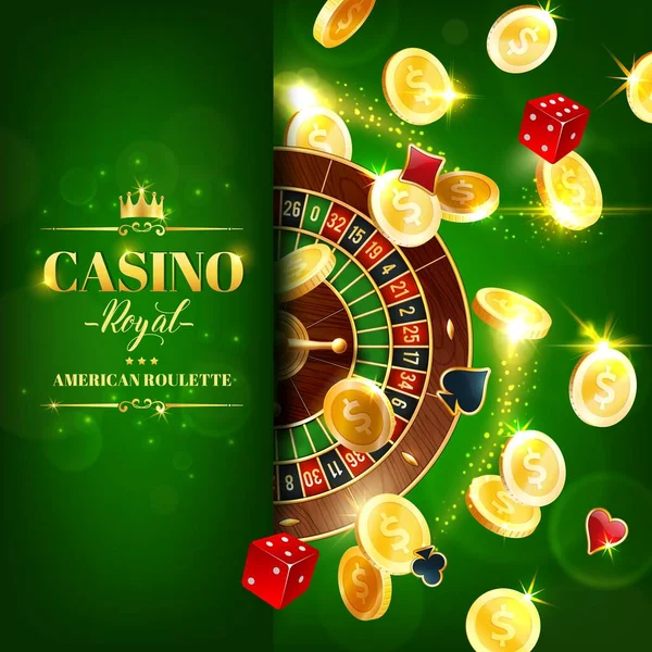 Casino Roulette Roue Dés Jeux Hasard Ligne Vecteur Jackpot Casino — Image vectorielle