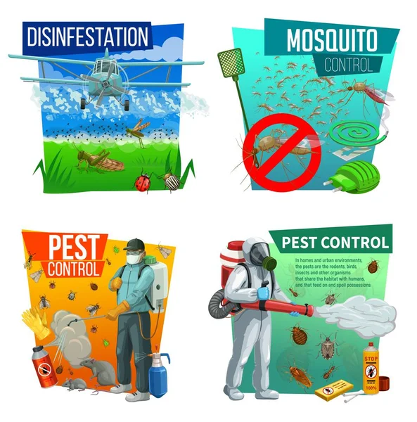Iconos Vectoriales Control Plagas Servicio Desinsección Exterminio Insectos Casa Campos — Archivo Imágenes Vectoriales