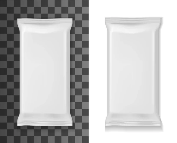 Mockup Paquete Blanco Sobre Bolsa Bolsa Vector Plantilla Realista Envases — Archivo Imágenes Vectoriales