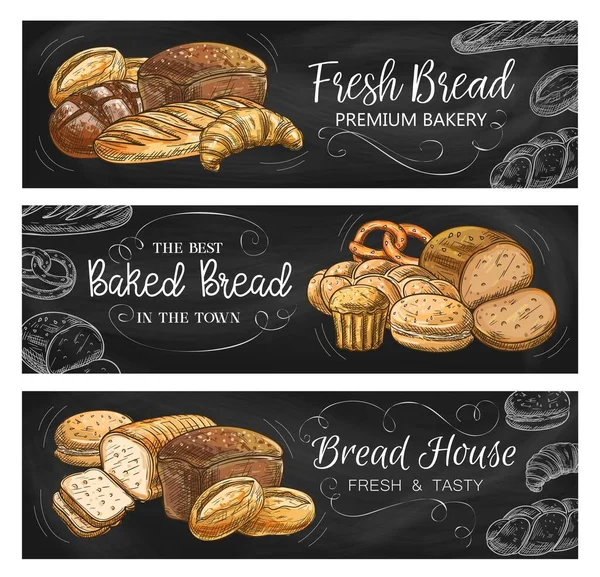 Chleba Pekařská Tabule Praporce Žito Pšeničný Chléb Sýrem Kvetoucí Bochník — Stockový vektor