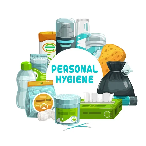 Artículos Higiene Personal Baño Ducha Banner Vectorial Higiene Personal Artículos — Vector de stock