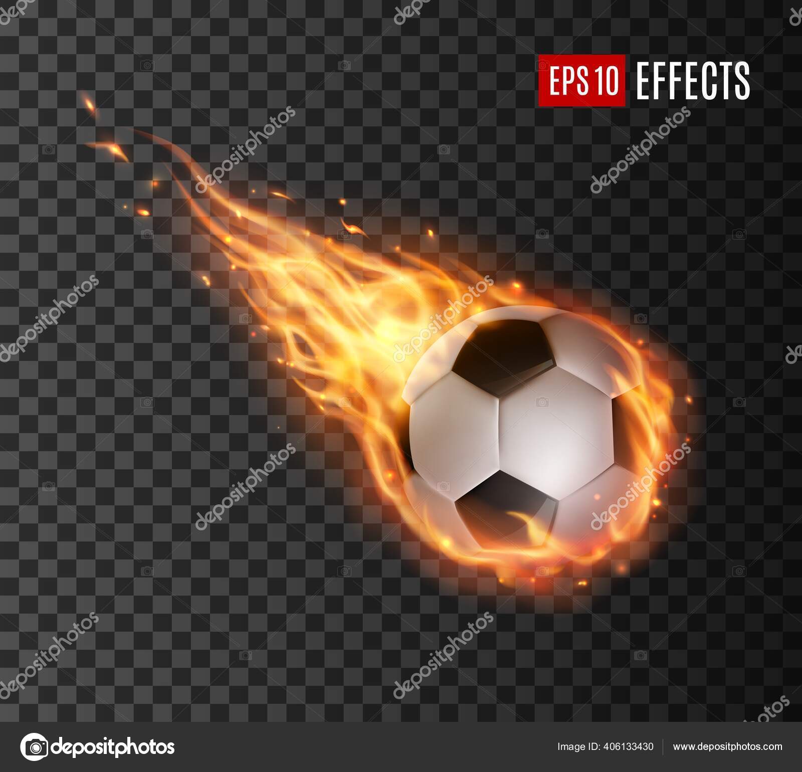 Télécharger Ballon de soccer en feu avec des flammes et des