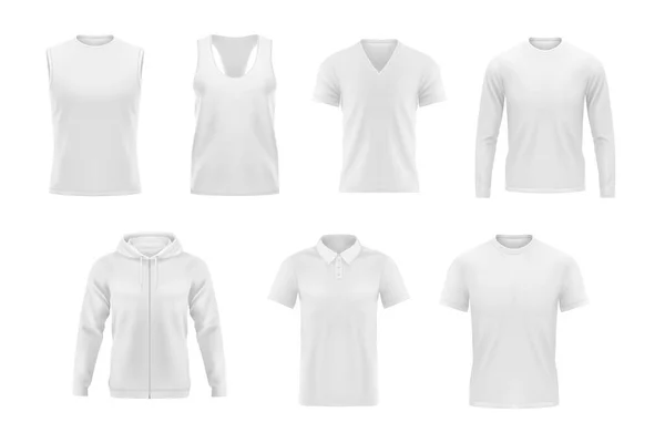 Homens Roupas Vetor Tshirt Capuz Camisa Pólo Com Singlet Longsleeve — Vetor de Stock