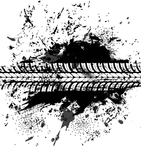 Offroad Tyre Print Grunge Spot Vector Black Dirty Tire Trace — 스톡 벡터