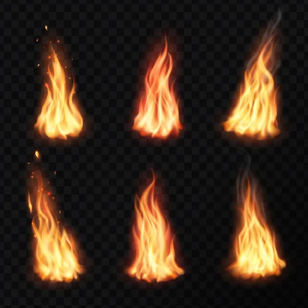 Ateş Kamp Ateşi Izole Edilmiş Vektör Meşalesi Yanan Şenlik Ateşi — Stok Vektör