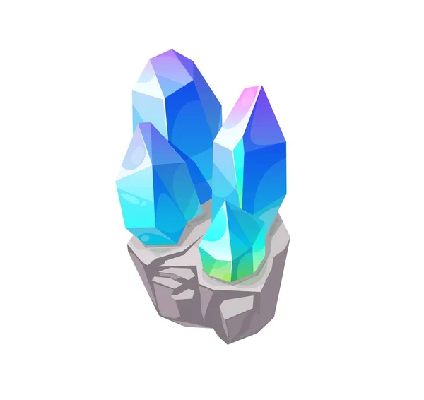 蓝色魔法水晶宝石 矢量宝石矿物石 分离的天然绿松石宝石锆石 磷灰石 蓝宝石 绿松石或石英玻璃 卡通珠宝和地质魔法水晶为P — 图库矢量图片