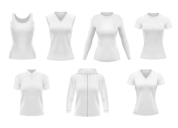 Roupas Femininas Isoladas Camiseta Vetorial Capuz Camisa Pólo Com Singlet — Vetor de Stock