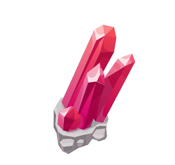 Roter Magischer Kristall Edelstein Oder Edelstein Isoliertes Vektormineral Kristalliner Stein — Stockvektor