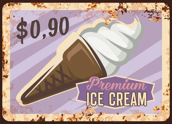 Παγωτό Σκουριασμένο Μεταλλικό Πιάτο Επιδόρπια Fast Food Και Γλυκά Σνακ — Διανυσματικό Αρχείο