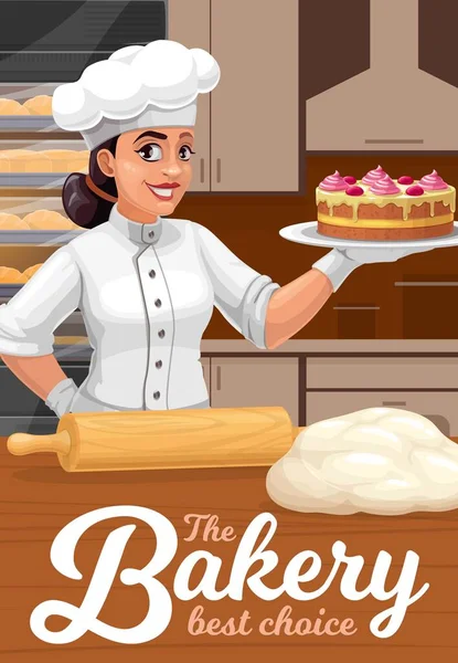 Patisserie Bakery Pastry Shop Baker Cake Vector Poster 빵집에서는 빵집에서 — 스톡 벡터