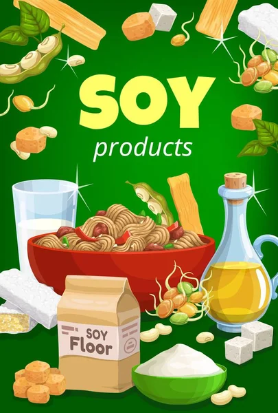 Produtos Vetores Soja Alimentos Para Soja Cozinha Asiática Macarrão Nutrição —  Vetores de Stock