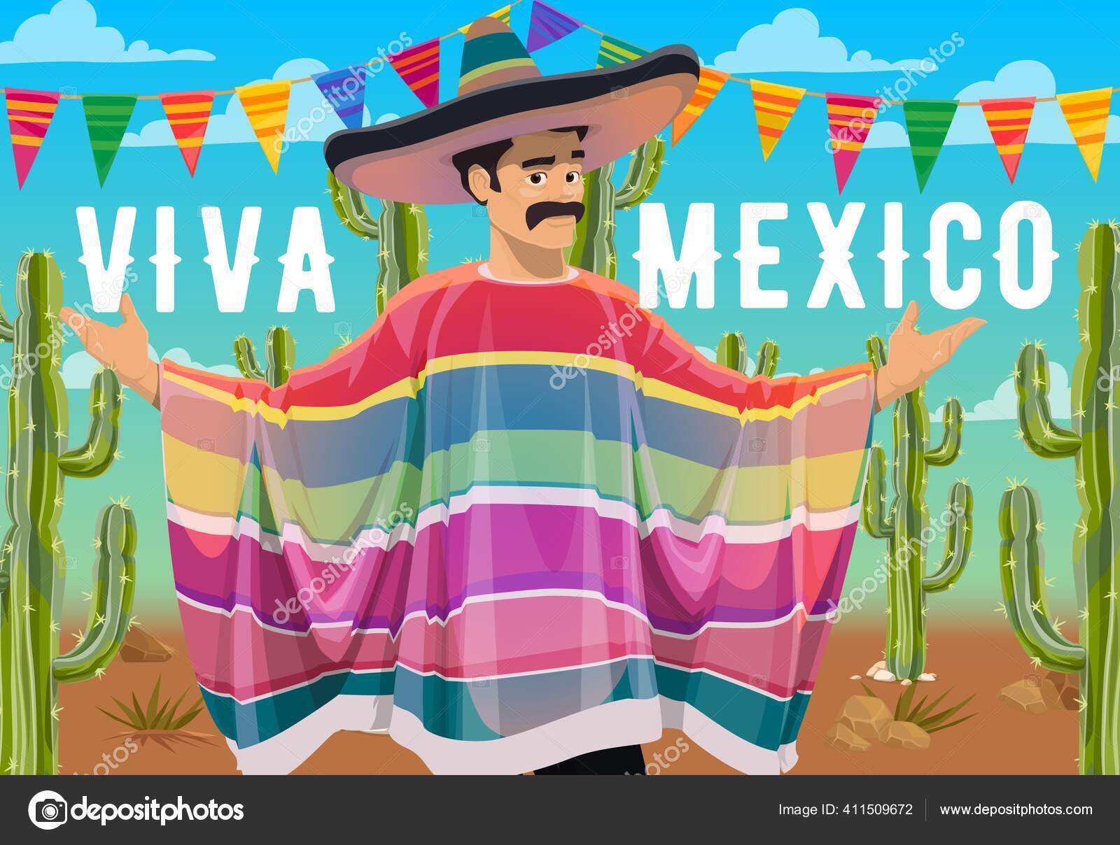 Viva México Diseño Vectorial Del Personaje Mexicano Dibujos Animados Con  vector, gráfico vectorial © Seamartini imagen #411509672